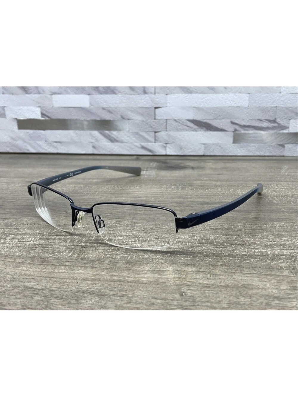 Nike Eyeglasses Frame 8090-412 Mens Navy Blue Metal Half Rim 53[]17-140 Frames
